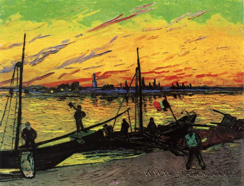 Van Gogh [1888] Coal Barges 01, Arles